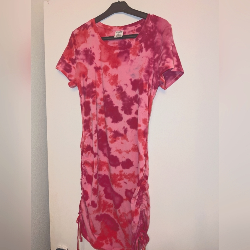 PINK Victoria's Secret Red and Pink Tie-Dye Mini Dress